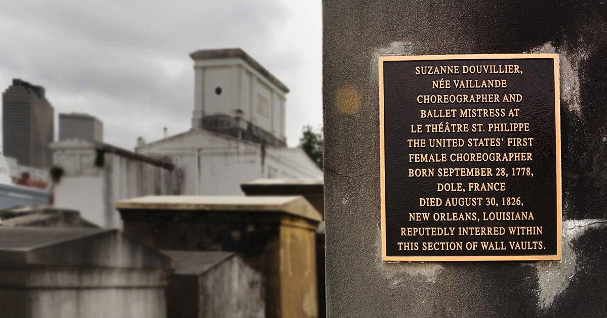 A newly installed plaque in St. Louis Cemetery No. 1 marks the area where Suzanne Douvillier was reputedly buried. (Photo courtesy French Quarter Journal)